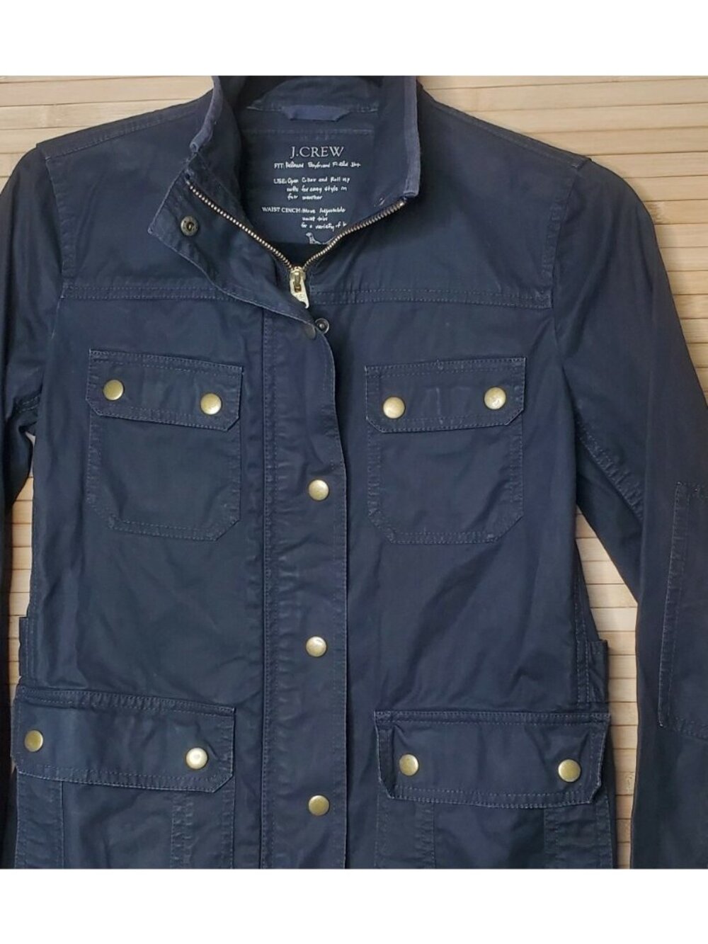 J.Crew Women's Relaxed Boyfriend Field Jacket Waxed Cotton Utility Brown XS - Picture 2 of 5